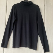 Fynch-Hatton Roll Neck Long Sleeve T Shirt Polo Neck Cotton Size L Black