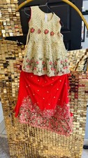 Girls Pakistani Indian Embroidery Peplum Sharara size 5 -6 years or 26 size