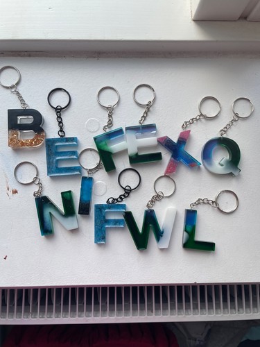 Handmade resin letter keyring - letter,