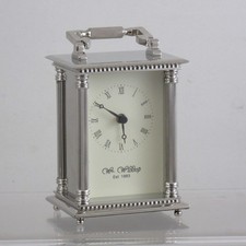 Wm. Widdop Carriage Clock silver tone- Brand New In Box