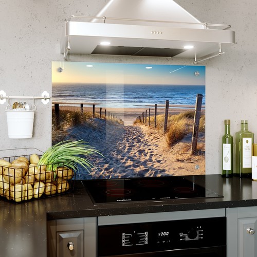 Glass splashback kitchen tile - glass,