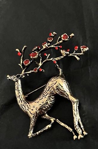 Gold tone stag reindeer - gold,