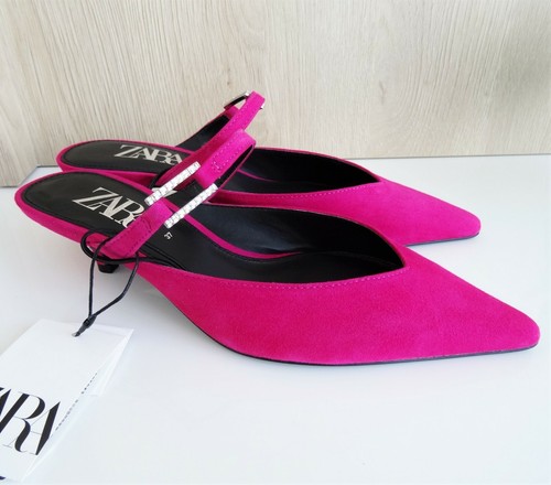 Zara fuchsia suede kitten heel - zara,