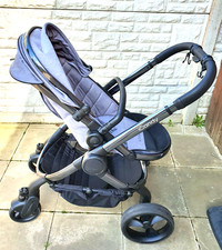 iCandy Peach Baby Pushchair Pram Carry Cot Toddler Rain cover Car Adaptors Grey