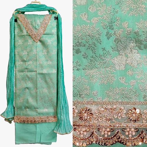 Aquamarine banarasi brocade - aquamarine,