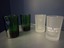 JAGERMEISTER Set of 4 Official Glass SHOT GLASSES 2x Green 2x Frosted White