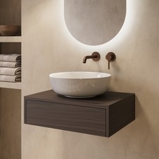 600mm Walnut Wood Effect Wall
