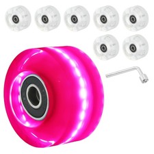 8Pcs 58mm 82A Roller Skate Wheels Set Pink Light Up Cruiser Wheel Set w/ Bearing