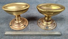 2 x Reclaimed Oval Brass  Door Knob on backplates - Edwardian