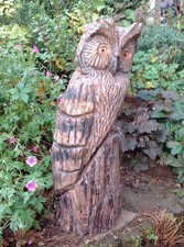 Owl driftwood chainsaw carving 