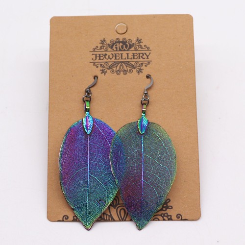 Real leaf earrings multicolour - earrings,