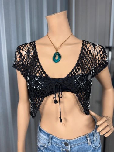 Black crochet beaded - crochet,