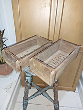 A PAIR OF TRADITIONAL VINTAGE INDIAN WOODEN BRICK MOULDS WITH EMBOSSED INITIALS