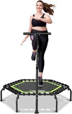 Mini Trampoline, 45” Fitness Trampoline Rebounder, Grey For Auction