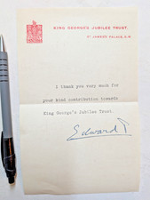 Edward, Prince of Wales, later King Edward VIII, Signed Letter 1935