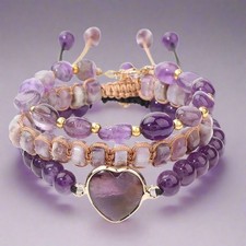 Amethyst Bracelet Set Heart