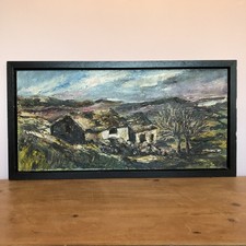 Vintage Scottish Countryside Landscape Impressionist LARGE Oil Painting