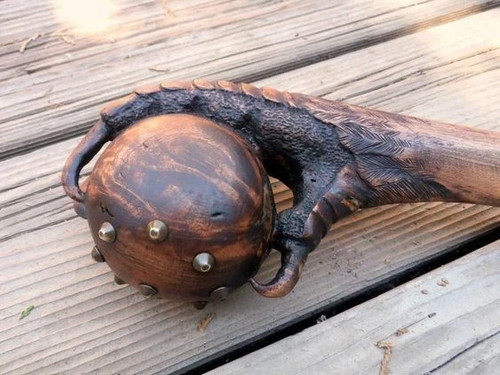 Wooden walking stick hand