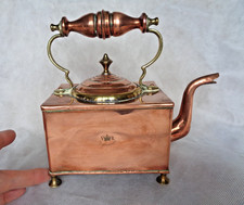 UNUSUAL VICTORIAN SQUARE COPPER & BRASS KETTLE – ROYAL WARRANTY STAMP