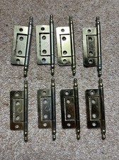 8 x Reclaimed Brass Plated flush finial Hinges No-Mortice