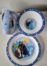 Disney Frozen Olaf Elza Anna Dinner Set Plate Cup Bowl New Gift Set Girls Xmas