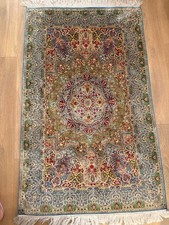 Shalimar Vintage Indian kashmir Silk Hand-knotted Style Rug Rare to Find. 