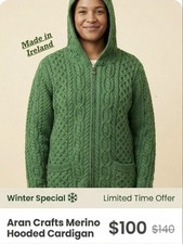 Aran Crafts Green Cable-Knit