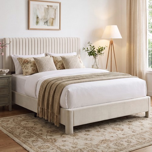 Velvet upholstered bed frame - velvet,