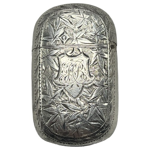 Leaf engraved silver vesta - a,