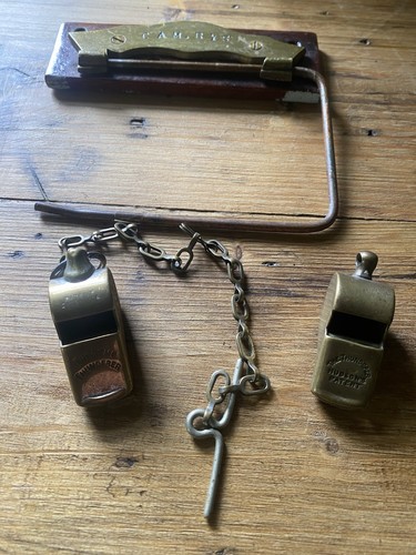 Brass railway whistles