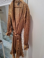 Tk Maxx Influence Gold Silky  Patterned Dress Size 14