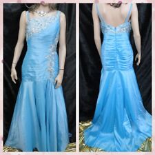 Tony Bowls Le Gala  turquoise long occasional evening gown dress Size 14