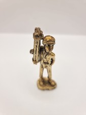 Vintage Heavy Brass Figure Of A Boy Carrying Sticks Or Chimney Sweep 3.5" Tall