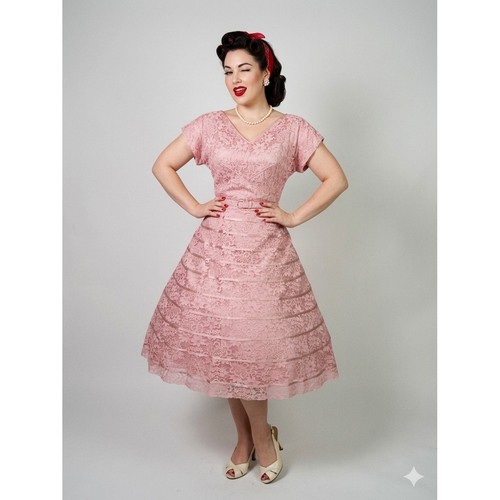 Vintage 1950s pink lace - 1950s,