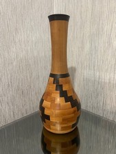 Hand turned segmented wooden vase 31cm tall