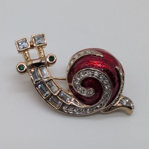 Vintage gold tone red - tone, enamel