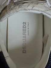 DSQUARED2 Designer Trainers White Snake Skin Design Leather Size 40