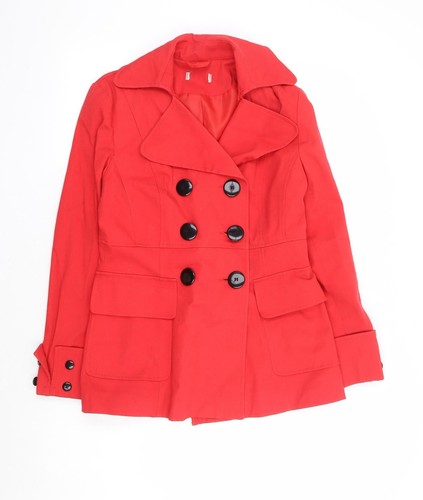 Womens red pea coat size - womens,