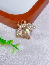 Gold Bee Brooch Pin Sparkly Rhinestone Crystal Insect Bug Jewelry Gift Unisex