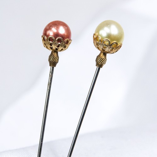 Vintage faux pearl hat pins - hat,