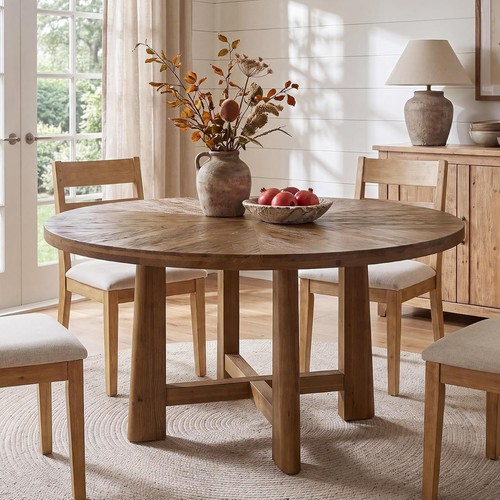 120cm round solid wood dining - wood,