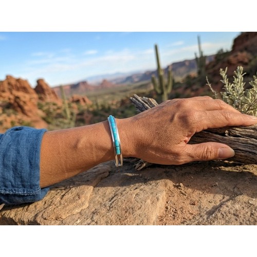 Navajo blue turquoise bracelet - turquoise,
