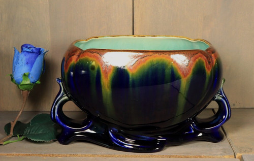 Antique majolica jardiniere - majolica,