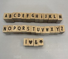 Art Stamp Set of 30 Wooden Alphabet Letters For DIY Craft Projects VGC