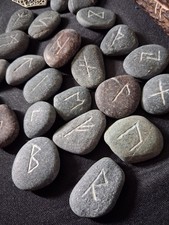 Carved Stone Rune Set - viking, wicca, magic