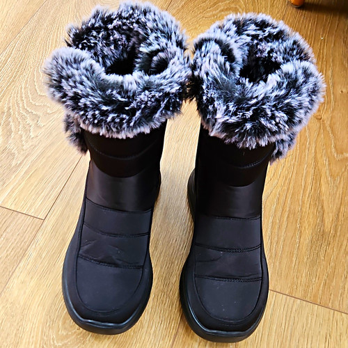 Black mid calf snow - mid-calf, faux
