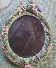 MEISSEN Figural Porcelain Cherub Mirror 19th Century