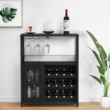 Wine Rack Bar Drink Bottle Storage Shelves Glass Holder Free Standing Wooden