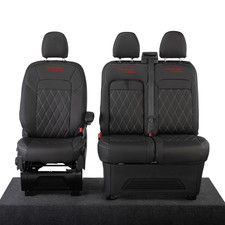 FORD TRANSIT CUSTOM FRONT SEAT COVERS LEATHERETTE WITH LOGO (2023 ONWARDS) 1274