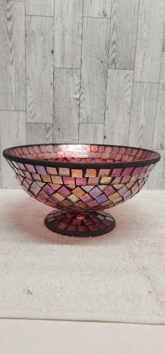 Red mosaic bowl pedestal - red,